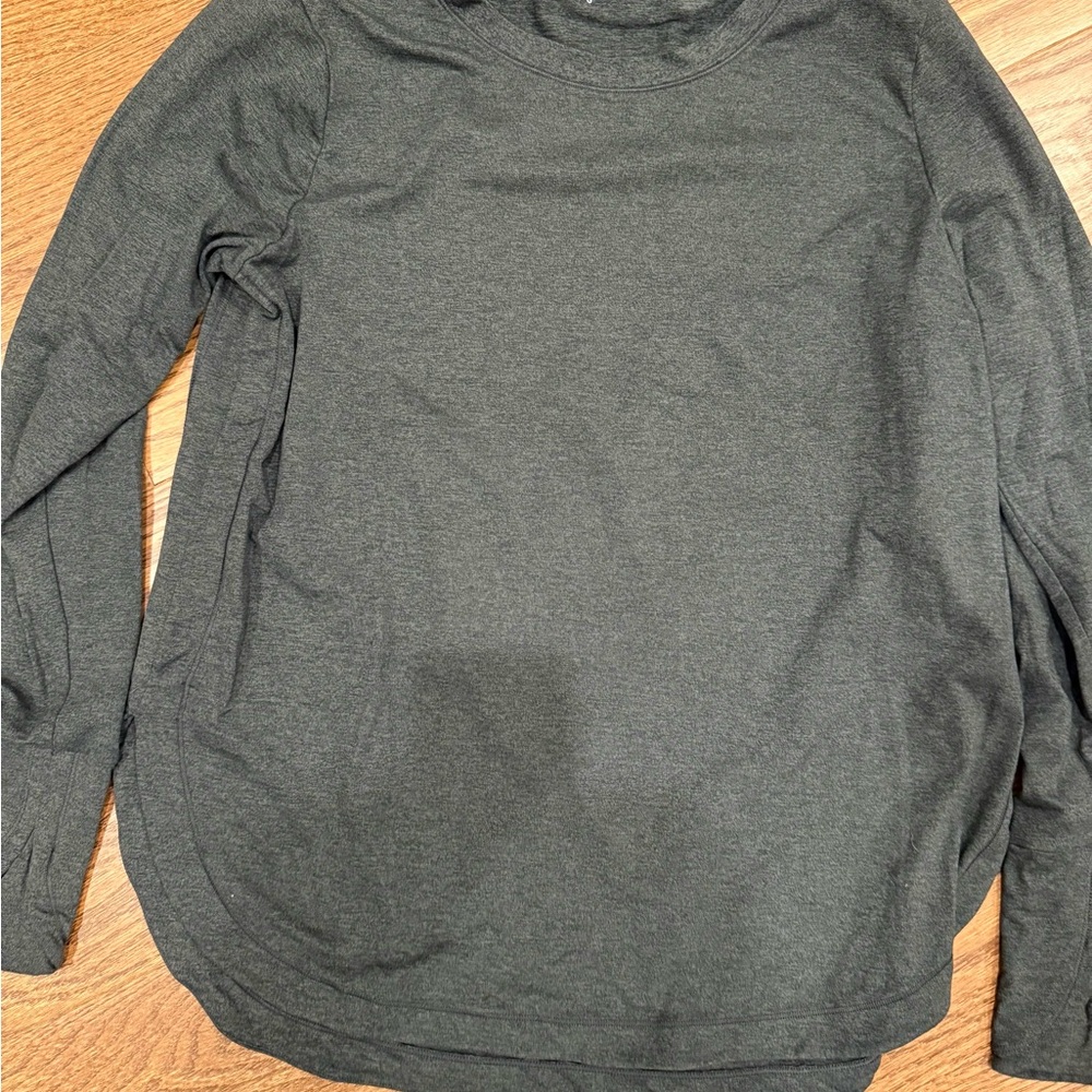 Athleta Heathered Charcoal/Dark Green Long Sleeve Top